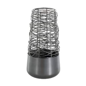 Black Intertwined Wire Metal Abstract Decorative Vase with Solid Matte Base