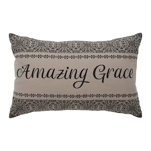 Custom House Natural Primitive Black Amazing Grace Jacquard 14 in. x 22 in. Throw Pillow