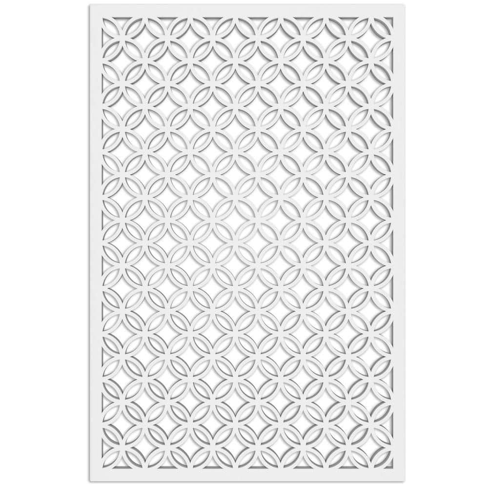 Moors Circle 4 ft. x 32 in. White Vinyl Decorative Screen Panel