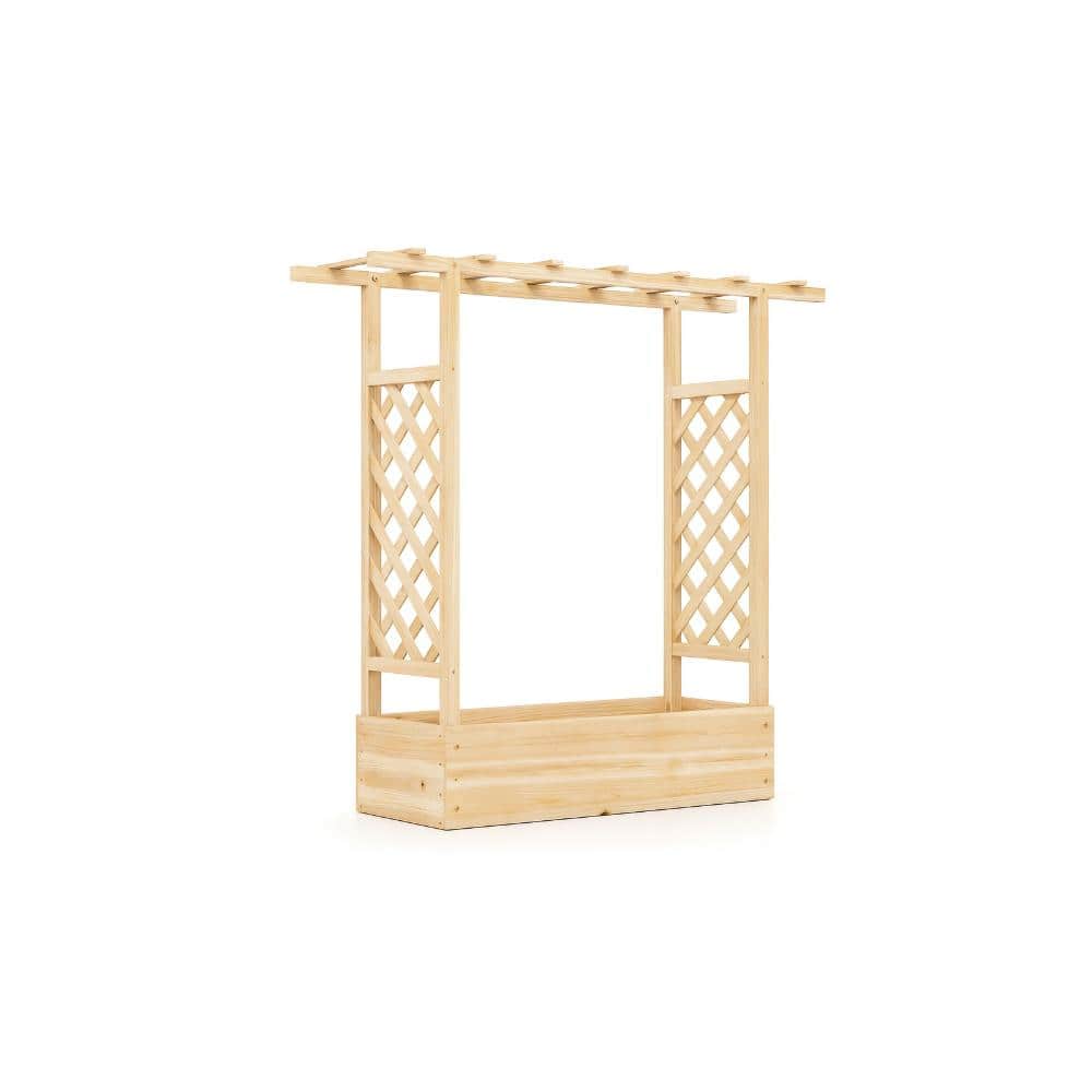 45 in. Natural Fir Wood Raised Garden Bed with Side Trellises, Hanging Roof and 110 lb. Capacity price history on PriceWatchPro