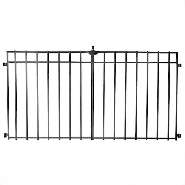 Quick Fence Series 34 in. W x 34 in. H Black Steel Coral Fence Double Gate Latch Included