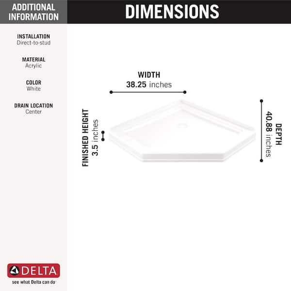 Delta 38 x 38 Corner Shower Pan Base with Corner Drain in