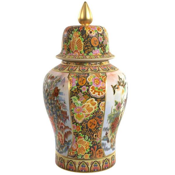 清朝花瓶　M921 Red Lantern Oriental Furniture 32 in. Rose Medallion Satsuma