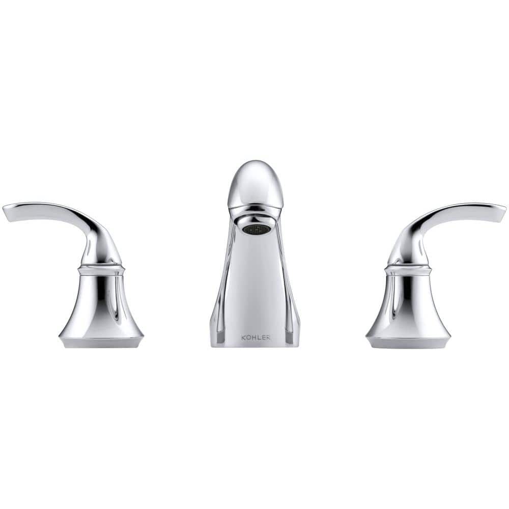 Elegant Forte Polished Chrome 8" Widespread Double Handle Bathroom Faucet