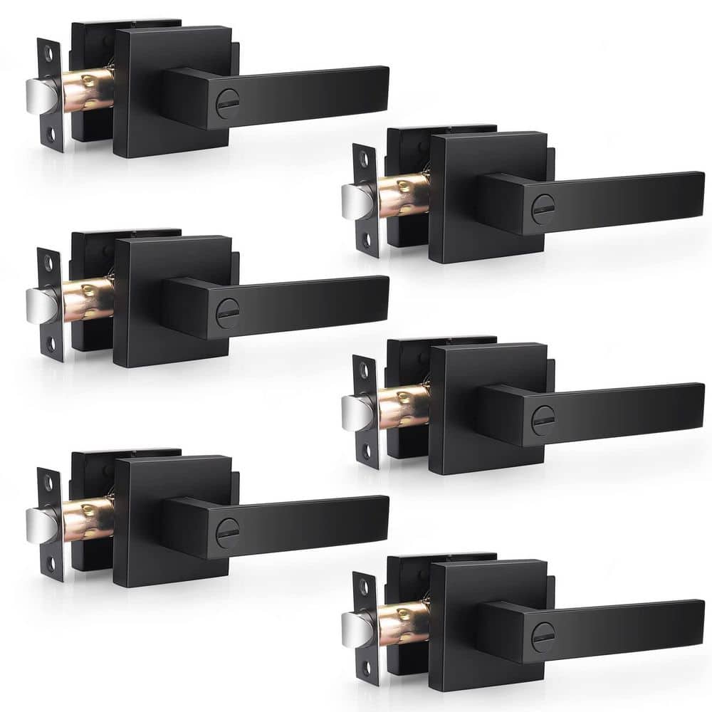 6 Pack Square Privacy Interior Door Lever Handles with Lockset in Flat Black for Bedroom Bathroom Keyless Use price history on PriceWatchPro