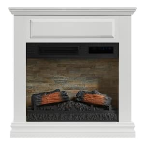 Wheaton 31 in. Freestanding Wooden Infrared Electric Fireplace in White