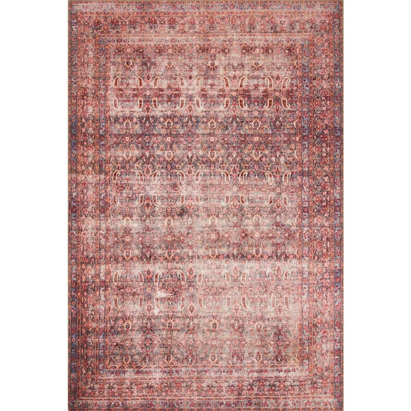Loren Eggplant/Crimson 5 ft. x 7 ft. 6 in. Distressed Bohemian Printed Area Rug