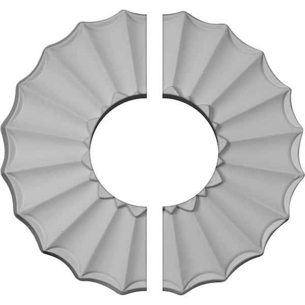 Ekena Millwork 9 in. x 3-1/2 in. x 1-3/8 in. Shakuras Urethane Ceiling Medallion, 2-Piece (Fits Canopies up to 3-1/2 in.)