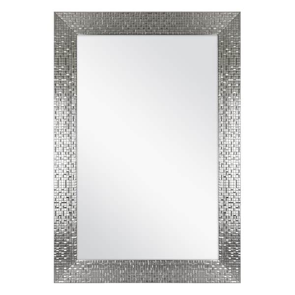 Home Decorators Collection 24 in. W x 35 in. H Framed Rectangular Anti-Fog Bathroom Vanity Mirror in Silver Finish