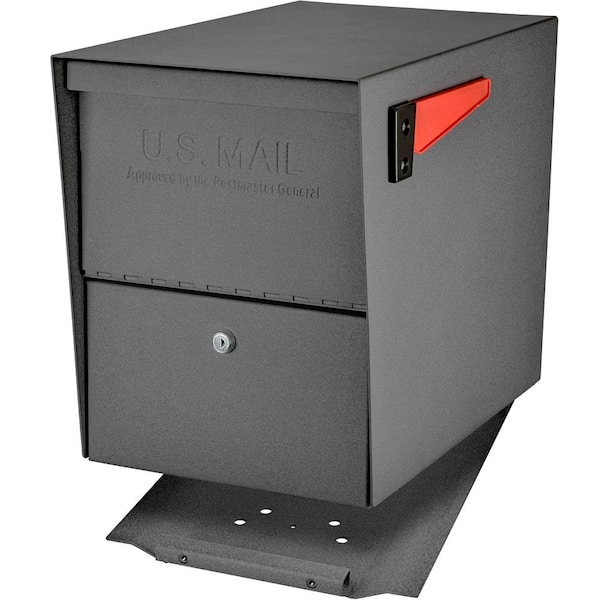 Mail Boss Package Master Locking Post-Mount Mailbox with High Security Reinforced Patented Locking System, Granite