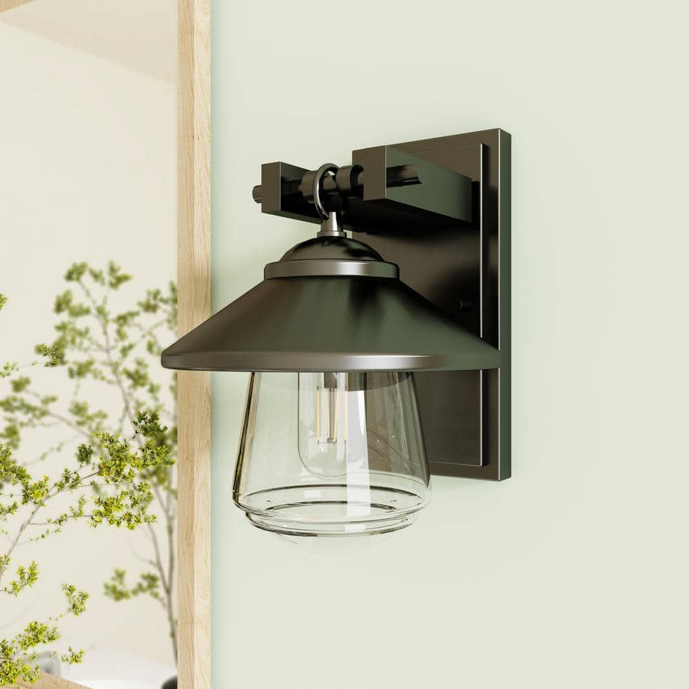 Maytown Farmhouse 1-Light Matte Black Dimmable Wall Sconce with Clear Glass Shade price history on PriceWatchPro