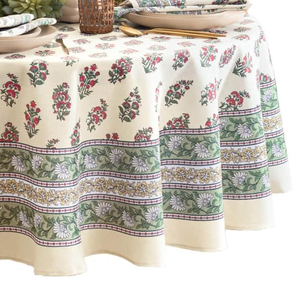 Threadmade Home Nomad Harvest Block Print Oval Tablecloth, Multicolor - 60"W x 84"L Oval