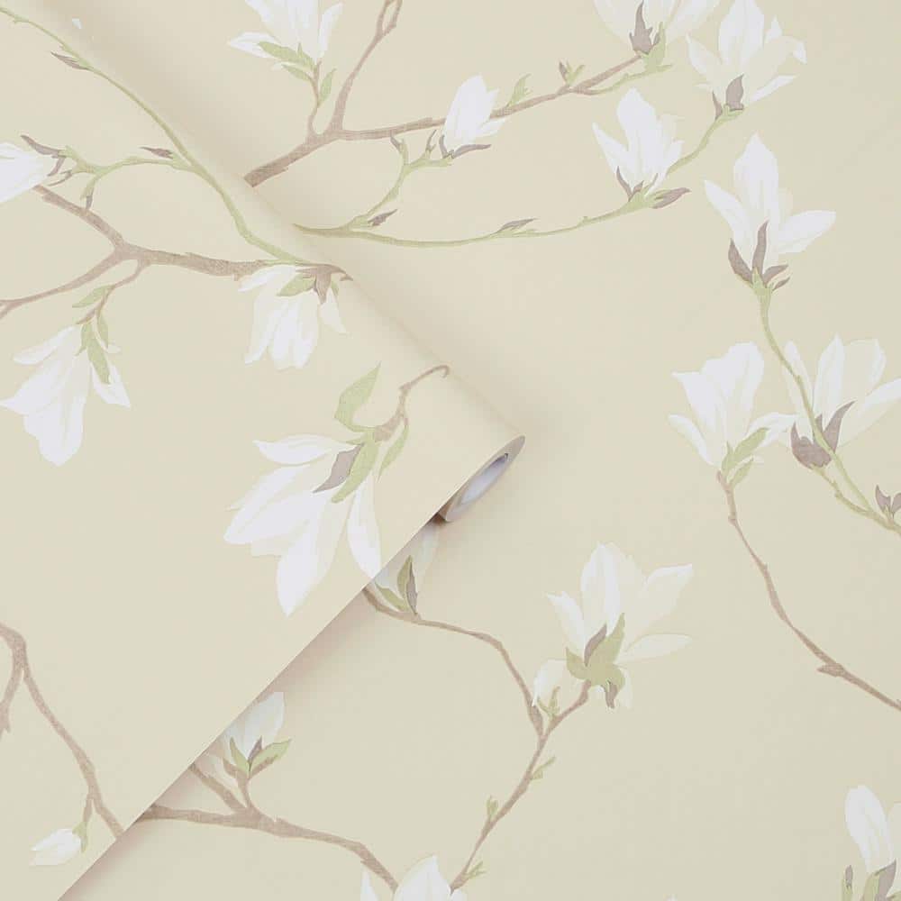 Laura Ashley Magnolia Grove Natural Floral Wallpaper Roll