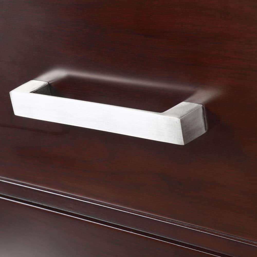 Espresso Solid Wood Freestanding Linen Cabinet with Glass Door