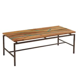 Tamra Natural Wood With Emerald Green Inlay Cocktail Table