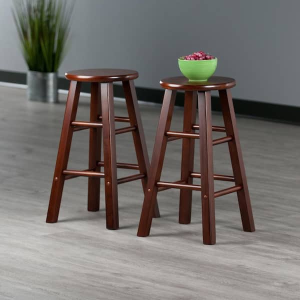 Element 24 in. H Walnut Counter Stool Set (2-Pieces)
