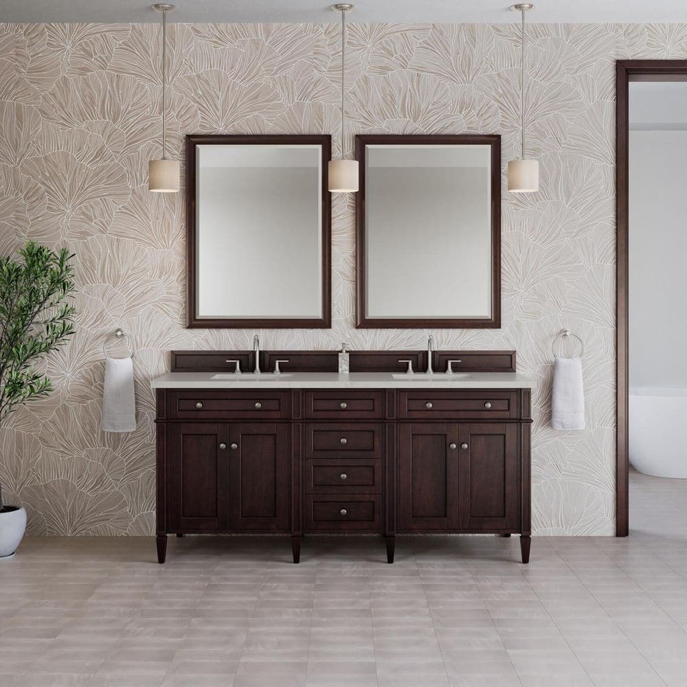 Brittany 72.0 in. Double Bath Vanity in Burnished Mahogany with Siberian Quartz Top price history on PriceWatchPro