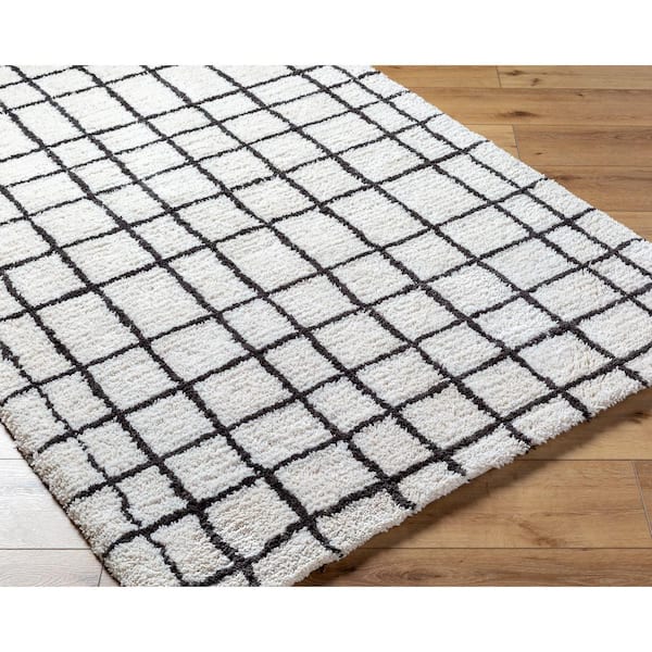 Nicole White/Black 9 ft. x 12 ft. Modern Hand-Made Indoor Area Rug