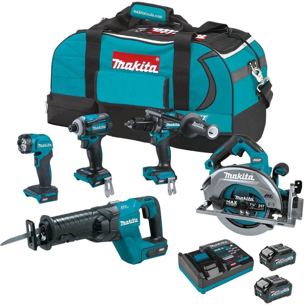 Makita 40-Volt max XGT Brushless Cordless 5-piece Combo Kit (Hammer Drill/Impact/Recip Saw/Circ Saw/Flashlight) 4.0Ah