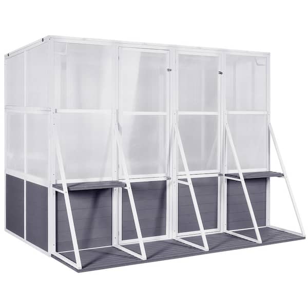 JUJABU 104 in. W x 51.5 in. D x 77.6 in. H Wood Walk-in Polycarbonate Greenhouse for Patio Backyard Lawn