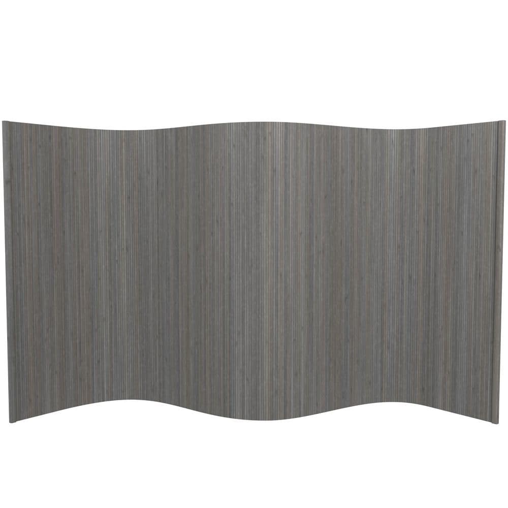 Gray 48" Painted Bamboo Wave Room Divider