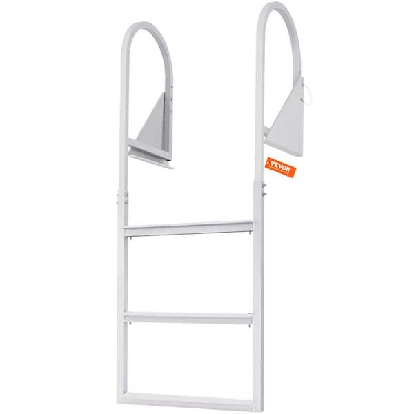 3-Step Flip-Up Dock Ladder 350 lbs. Aluminum Pontoon Boat Ladder w/2 in. W Step and Nonslip Mat for Above Ground Pool