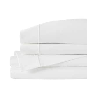 800-Thread Count Cotton 4-Piece Queen Sheet Set in White