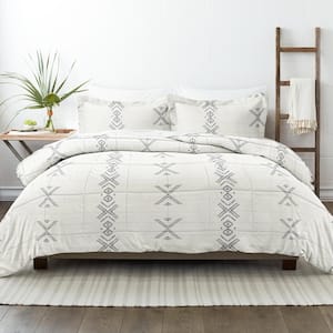 LEVTEX HOME Pickford 3-Piece Grey, Taupe, Cream Stripe, Geometric Cotton  Full/Queen Comforter Set L19131QCS - The Home Depot