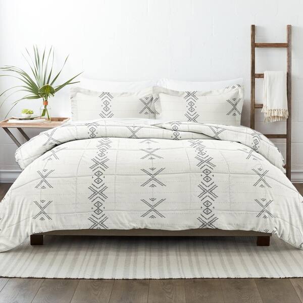 Becky Cameron Premium Down Alternative Gray Urban Stitch Patterned Microfiber Twin Comforter Set