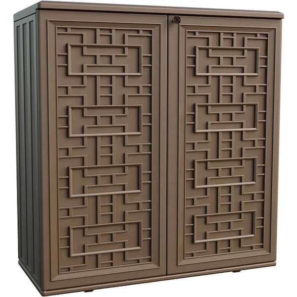 Unbranded 61 gal. Brown Resin Outdoor Storage Cabinet Deck Box