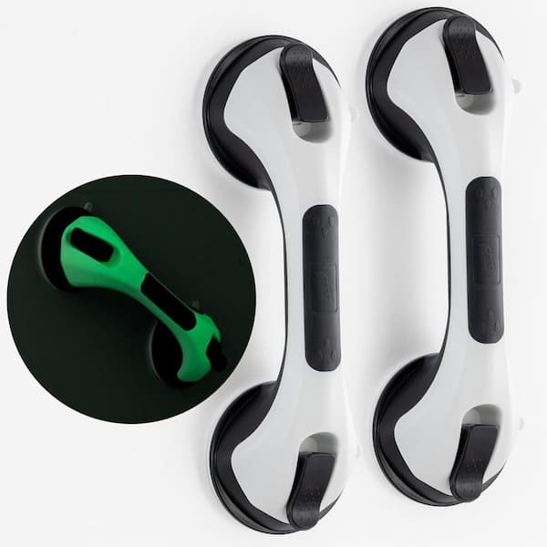 12.2 in.L x 3.7 in.D Glow in the Dark Handle, Enlarged Suction Cup, Anti-Slip, Safe for Seniors,BlackandGlowGreen 2-Pack