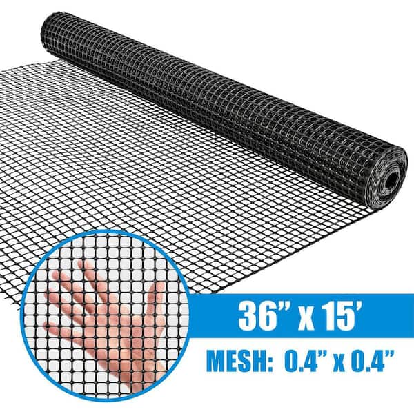 BOEN 3'x15' 7-Gauge Black Plastic Extruded Mesh Rolled Fencing