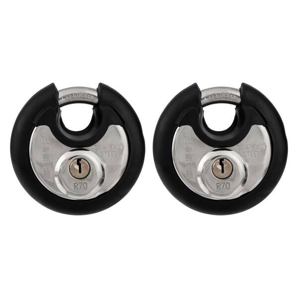 2-3/4-in. (70 mm) Commercial-Grade Stainless-Steel Discus Protected Bumper Keyed Padlock, 2-Pack