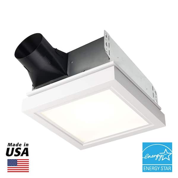 Roomside Series, Decorative, White Trim, 110 CFM, Roomside Ceiling Bathroom Exhaust Fan with LED Lighting, ENERGY STAR