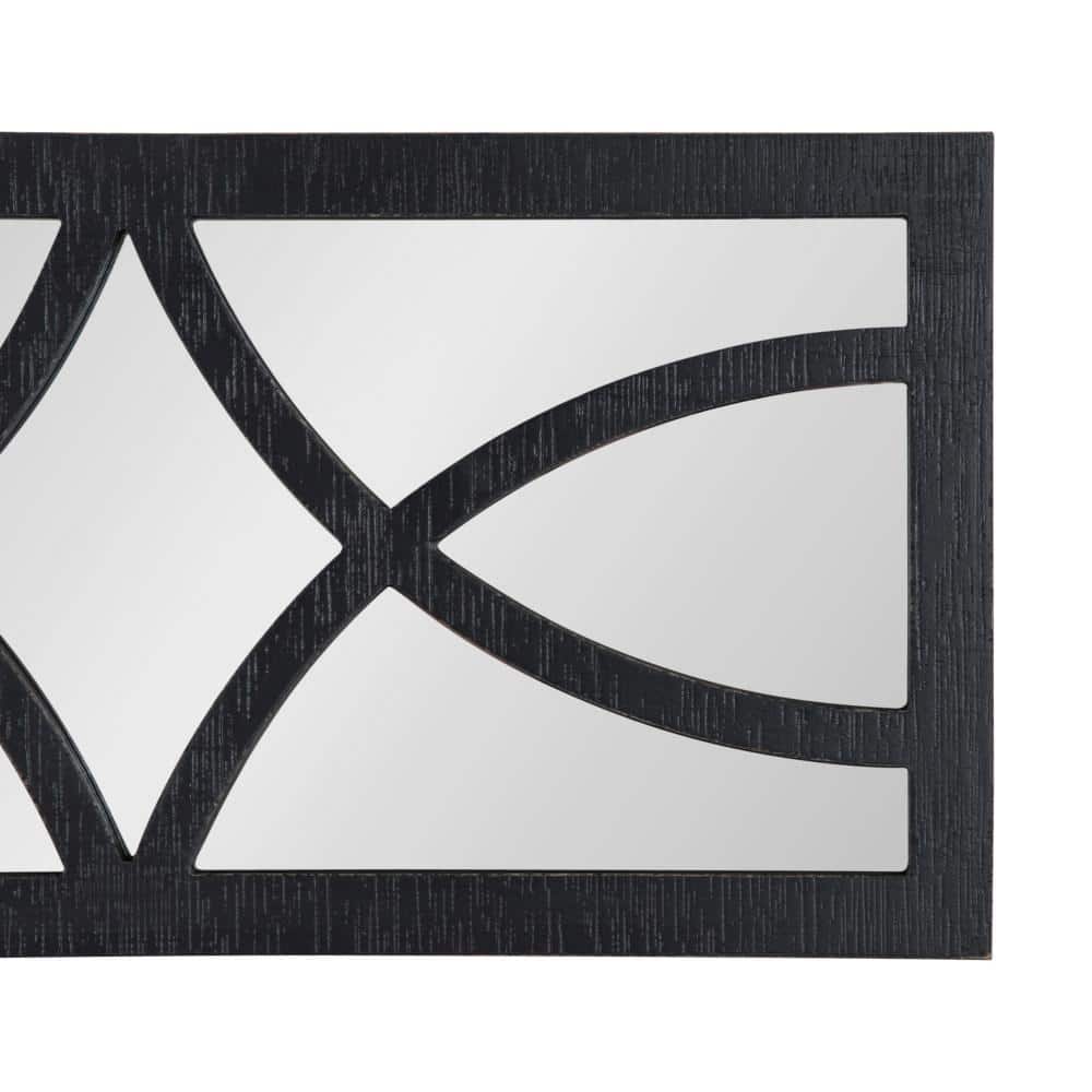Tolland Rustic Black Wood Full-Length Windowpane Mirror, 12" x 48"