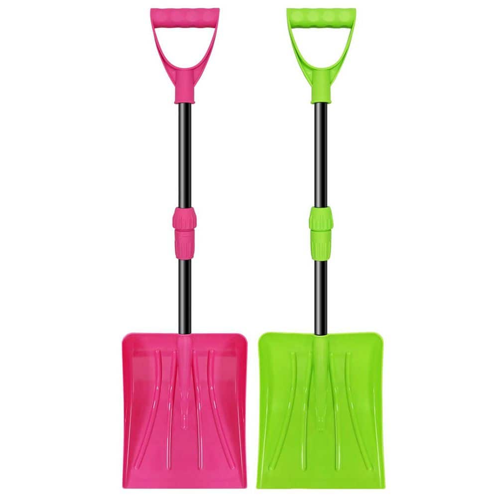 Misopily 35 in. Metal Handle PP Plastic Snow Shovel, Adjustable D