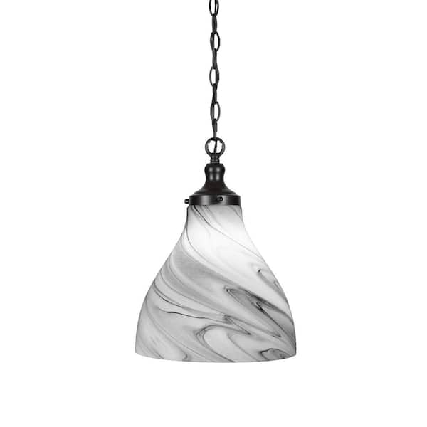 Unbranded Alton 60-Watt 1-Light Matte Black Shaded Mini Pendant Light with Glass Shade