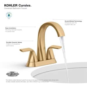 Cursiva 4 in. Centerset Double Handle Bathroom Faucet in Vibrant Brushed Moderne Brass
