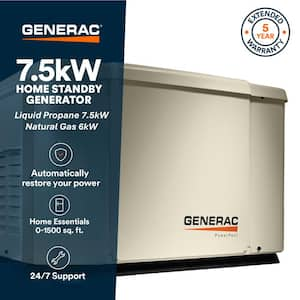 7,500 Watt - 7.5KW Dual Fuel Air- Cooled Whole House Home Standby Generator with 50-AMP Transfer Switch - PowerPact