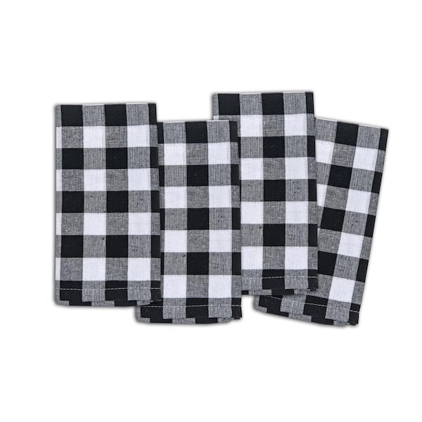 Buffalo Check Black 100% Cotton Napkin 18 in. x 18 in. (Set of 4)
