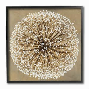 Abstract Dandelion Flower Full Bloom Brown White By Liz Jardine Framed Print Nature Texturized Art 12 in. x 12 in.
