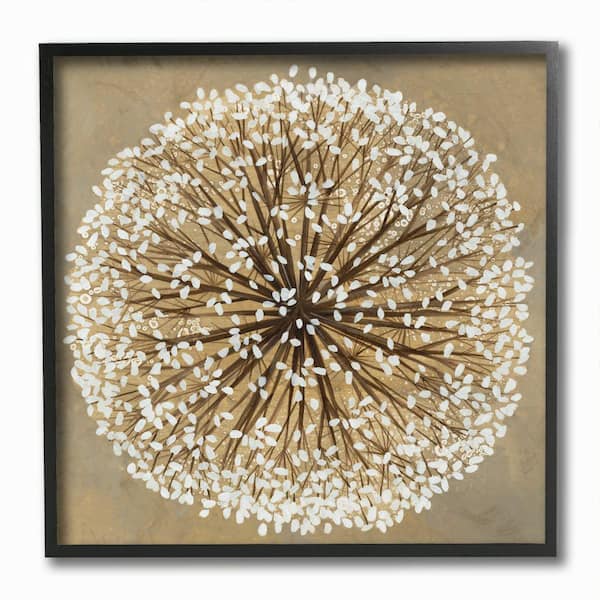 Stupell Industries Abstract Dandelion Flower Full Bloom Brown White By Liz Jardine Framed Print Nature Texturized Art 12 in. x 12 in.