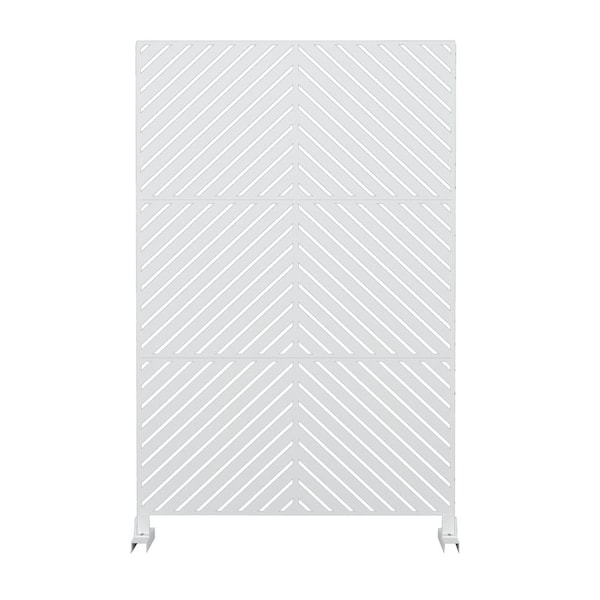 Tunearary 76 in. White Outdoor Galvanized Steel Privacy Screen Garden Fence with Stand for Home, Backyard