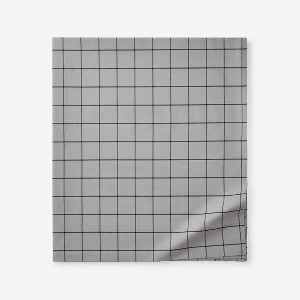 The Company Store Company Cotton Block Plaid Yarn-Dyed Gray Multicolored Cotton Percale Full Flat Sheet