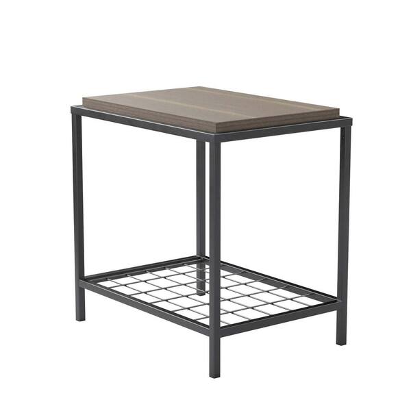 Brookside Ruby 24 in. Gray Ash Rectangle Wood and Metal End Table