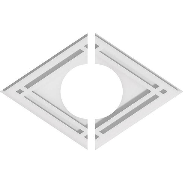 Ekena Millwork 16 in. x 10.62 in. x 1 in. Diamond Architectural Grade PVC Contemporary Ceiling Medallion (2-Piece)