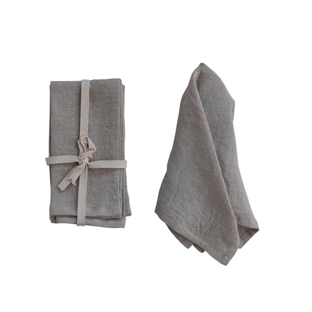 Natural Stonewashed Linen Dinner Napkins Set of Four