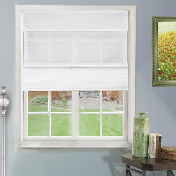 Chicology Daily White Cordless Light Filtering UV Protection Polyester Roman Shades 31 in. W x 64 in. L