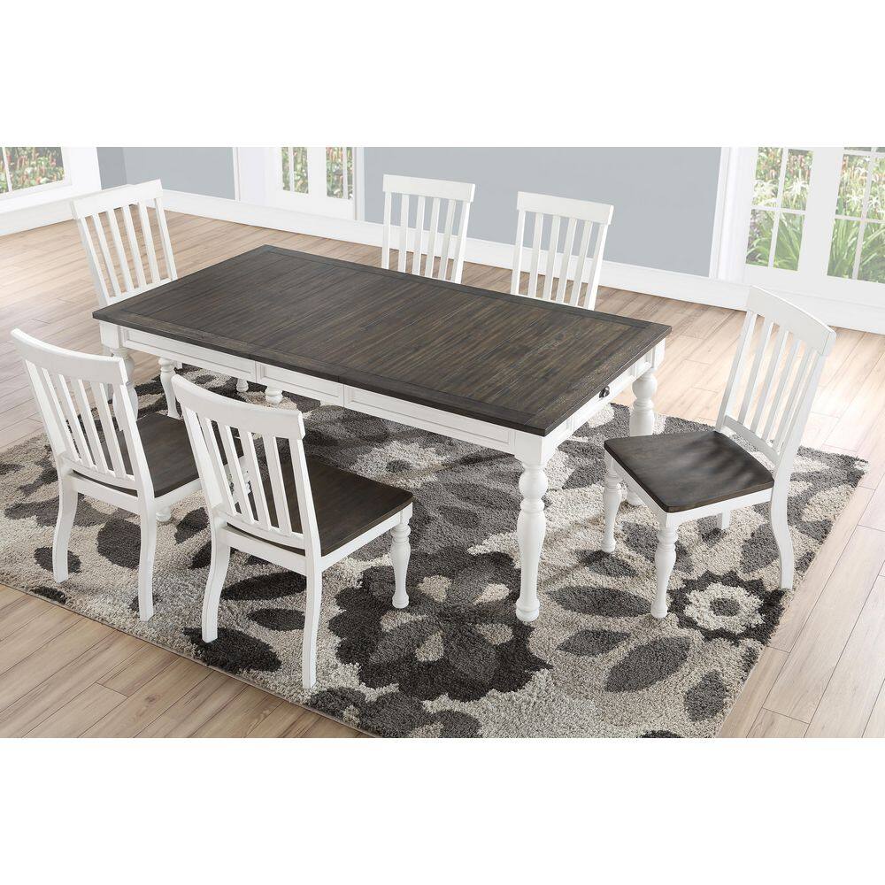 Joanna Farmhouse Chic 7-Piece Dining Set in Ivory and Dark Oak