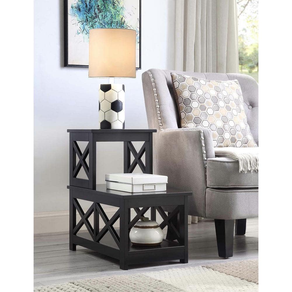 Oxford 23.75 in. White Wood 2 Step Chairside End Table - thumbnail 5